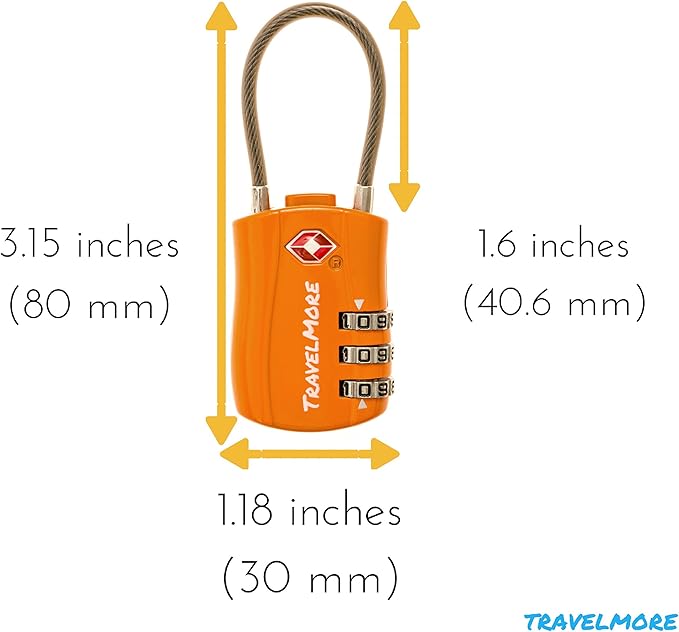 6 Pack TSA Approved Travel Combination Cable Luggage Locks - Image 2