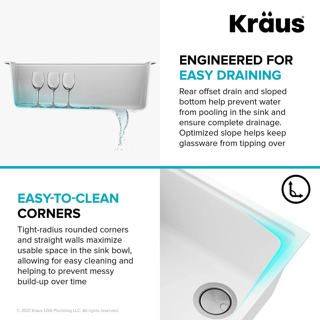 Metallic White 32 in Undermount Granite Kitchen Sink KGUW1 (White / 32 Inch / Sink)