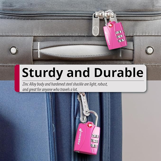 Fosmon TSA Approved Pink Locks for Luggage. Cute Locker Suitcase Lock - Image 4