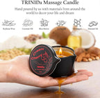 TRINIDa Low Temperature Massage Oil Candle 2.35oz - Soy Wax & Coconut Oil Blend, Moisturizes Skin,Stress Relief, Couples Massage & Home SPA, Romantic Gift Massage Scented Candle (Cream Cherry Scent)