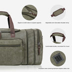 Canvas Expandable Duffle Bag for Men Traveling, Luggage Travel Bag Weekender - Image 7