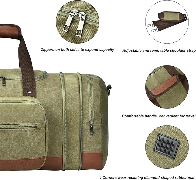 Litvyak Duffle Bag for Travel, Canvas Travel Duffel Bags Overnight Weekend Gym - Image 5