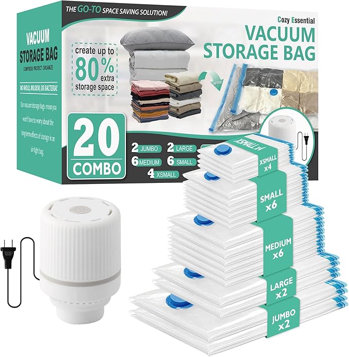 Cozy Essential 20 Pack Vacuum Storage Bags by CozyEssential