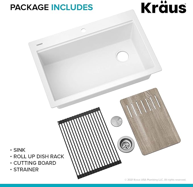 KRAUS Bellucci Workstation 33 in. Drop In Single Bowl Granite Kitchen Sink in - Image 15