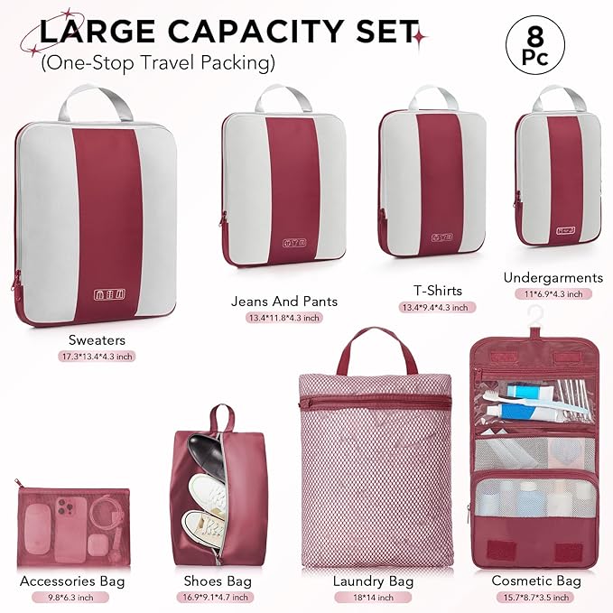 8 Set Compression Packing Cubes - Image 4