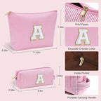 YOOLIFE Cute Pink Initial Make Up Bag Travelling, Personalized Makeup Bag - Image 4