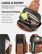 FADEON Large Sling Bag for Women, Leather Crossbody Purse Designer Anti Theft - Image 6