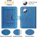 Airtag Passport Holder Cover Wallet RFID Blocking Leather Case Travel - Image 2