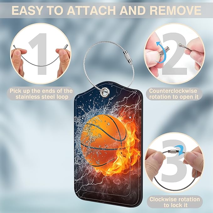 Basketball on Fire Set of 2 Luggage Tags - Image 4