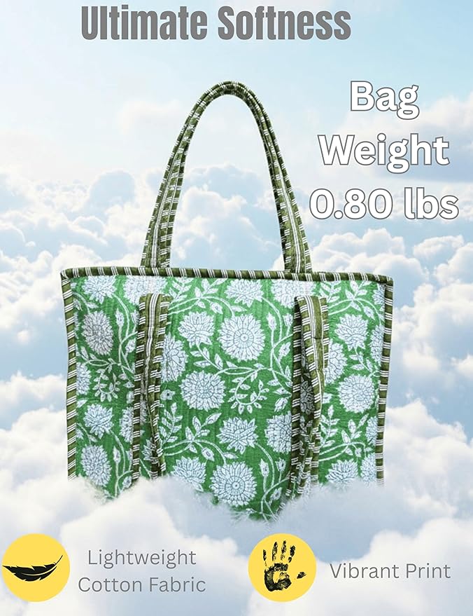 Cotton Quilted Tote Bag for Women – Large Beach & Travel Tote - Image 3