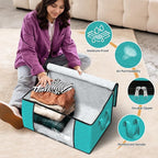 Fab totes 4 Pack Clothes Storage, Foldable Thick Fabric Blanket Storage Bags - Image 4