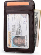 Buffway Mens Slim Wallet, Minimalist Thin Front Pocket Leather Credit Card - Image 2