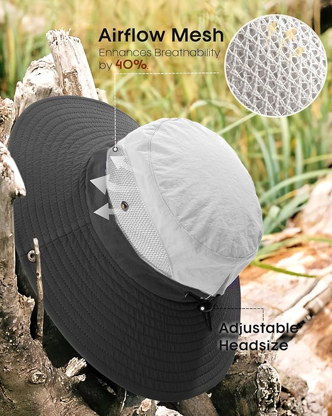 FURTALK Womens Sun Hat with Ponytail Hole Beach Hiking Summer Wide Brim UPF 80+ - Image 3