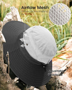 FURTALK Womens Sun Hat with Ponytail Hole Beach Hiking Summer Wide Brim UPF 80+ - Image 3