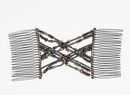 Decorative Beaded Fine Wire Hair Clip - Effortless, Adjustable Stretch Double Combs by HairZing No Damage, Creases, or Pain. (Earth - Medium)