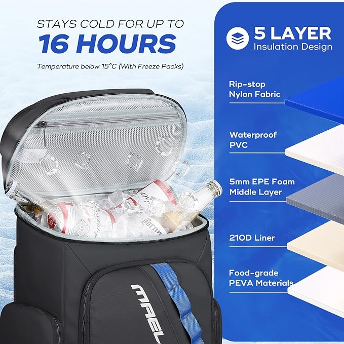Maelstrom Backpack Cooler, 36 Can Cooler Backpack, Soft Cooler Bag Insulated - Image 2