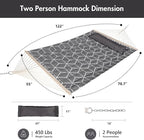 ANOW Outdoor Hammock with Spreader Bars and Detachable Pillow, 2 Person Hammock - Image 6