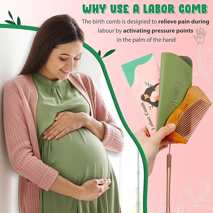 Arrozon Birthing Comb for Labor and Delivery - Wooden Comb for Pregnancy Contractions and Pain Relief