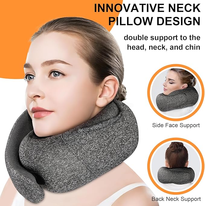 Travel Pillow - Hooded Neck Pillow Airplane Memory Foam Filling - Image 3