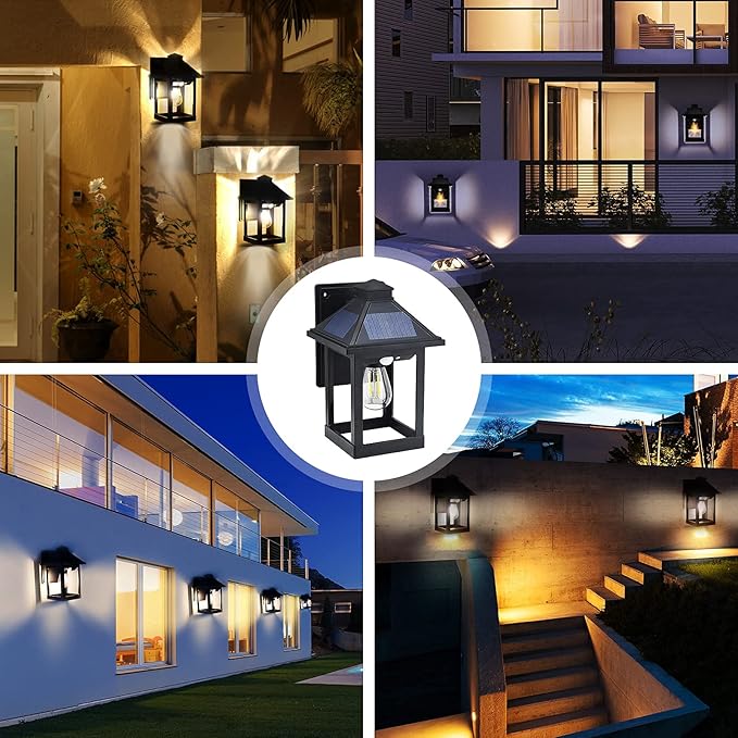 2 Pack Solar Wall Lantern Lights Outdoor Dusk to Dawn Motion Sensor Waterproof - Image 7