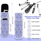 Shappy 2 Pcs Heat Resistant Hair Tools Bag Curling Iron Travel Case Cover Neoprene Flat Iron Holder Travel Case and Silicone Mat Pouch for Hot Hair Tools Storage Organizer(Elephant Style)