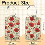 3 PCS Red Poppy Flower Luggage Tags, Suitcase Tags Privacy Cover ID Label - Image 3