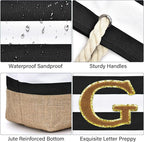 Becokan Beach Bag Initial Beach Tote - Image 2