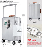 feilario 20'' Aluminum Frame Wide Handle PC Hardside Carry On Luggage - Image 4