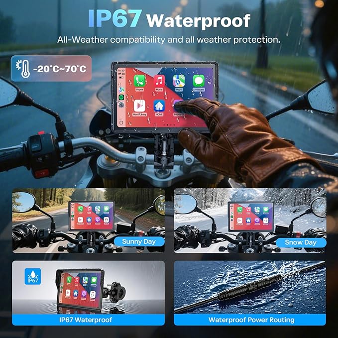 WonVon 5 Inch Motorcycle Carplay GPS Navigation System - Image 3