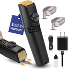 Vacutrim Cordless Mens Beard Trimmer, Rechargeable Electric Shaver with 20 Trim Setting Calibration Dial and Built-in Vacuum for Mustache, Sideburns. Facial Hair, Black, 7.5", As Seen On TV