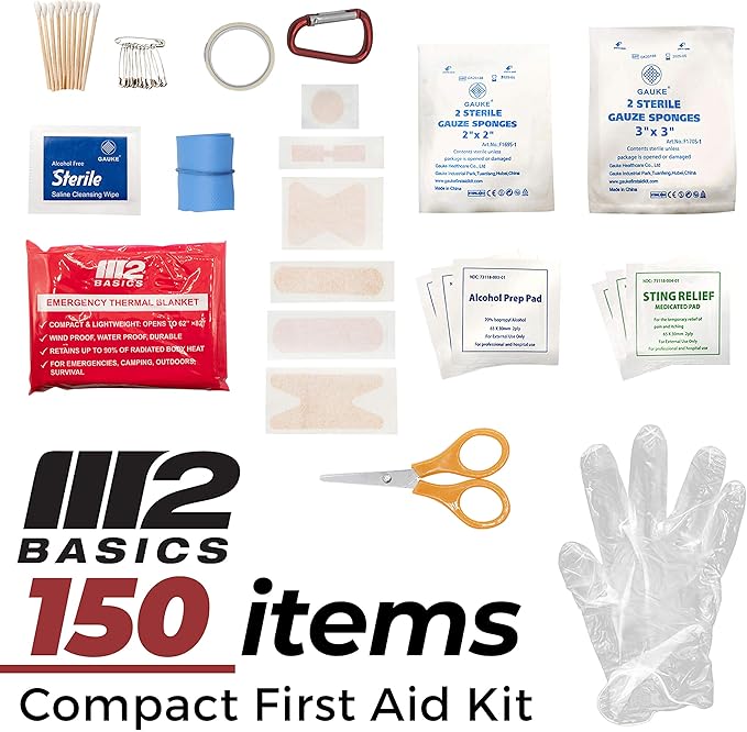 M2 BASICS All-Purpose 150 Piece First Aid Kit | Car, Survival | Small Emergency - Image 3