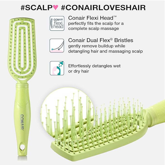 Conair Scalp Care Detangling hairbrush - Curly Hair Brush - Scalp Massager - hairbrushes for women & men - detangler for all lengths - can use wet or dry - Slim