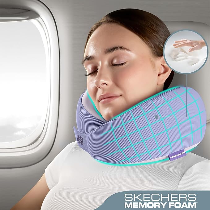 Skechers Women's Memory Foam Neck Pillow, Comfortable & Breathable Travel Pillow - Image 2