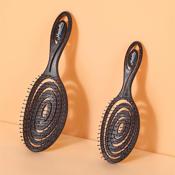 Ninabella Spiral Hairbrush - Detangle Hair Brush - For Brushing Wet or Blow Dry Hair - Detangler Vent Brush
