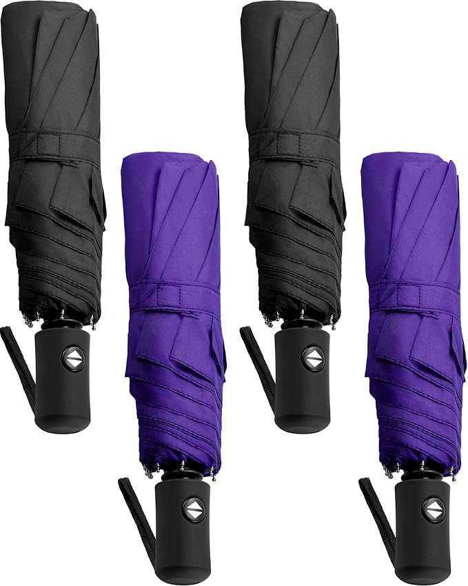 Yahenda 4 Pack Windproof Travel Umbrellas Bulk Automatic Open and Close by Yahenda