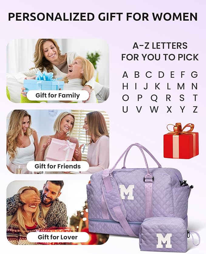 College Roommate Gifts, Teen Girls Gift Ideas-Girl Initial Travel Bags - Image 6