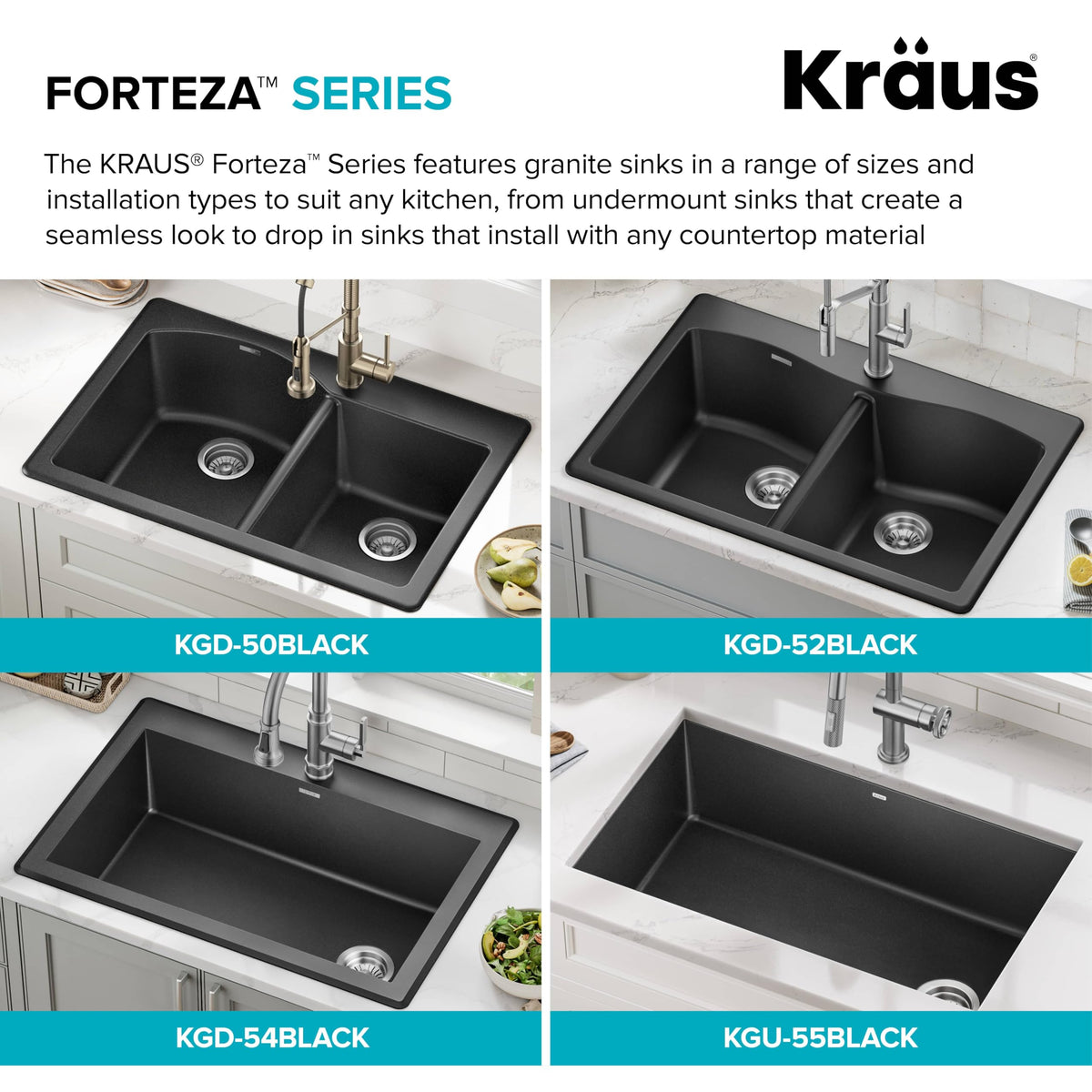 Black 33 in Single Bowl Drop In Granite Kitchen Sink KGD (Single Bowl Drop In Sink / Black)