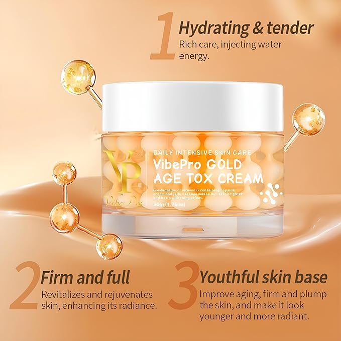 Gold Age Tox Cream, Daily Intensive Skin Care, Vitamin C Face Moisturizer for Brightening and Anti-Aging, Capsule Cream, 50ml