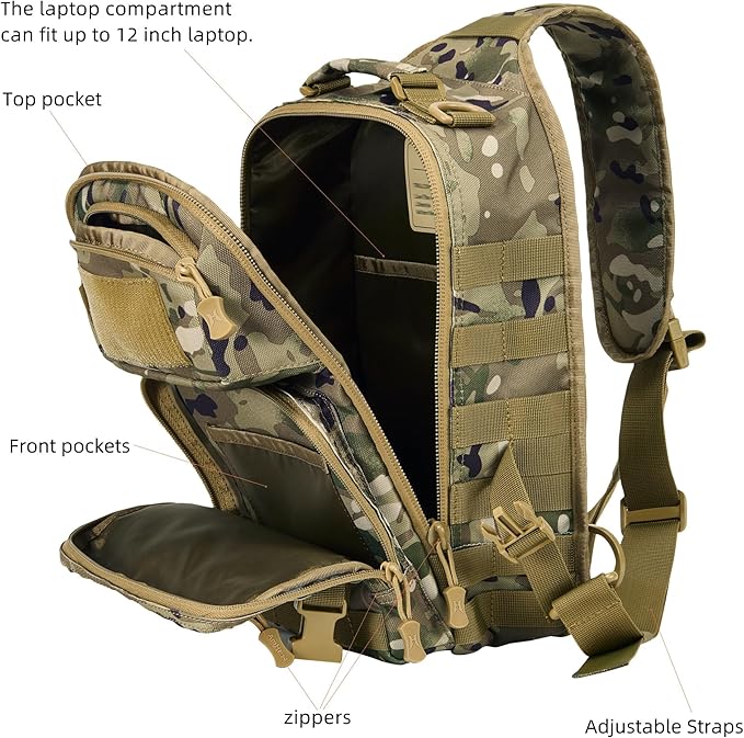 15L Tactical Crossbody Sling Bag | Everyday One Shoulder Backpack Fit 12 Inch - Image 6