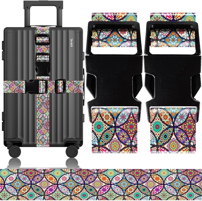 2 Pack Luggage Straps for Suitcases Adjustable Luggage Belt TSA Approved by Unknown