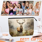 Cosmetic Bags Travel Makeup Toilet Case Waterproof Pouch for Women Girls 6.7X9.45inches - Stag in A Misty Forest Landscape