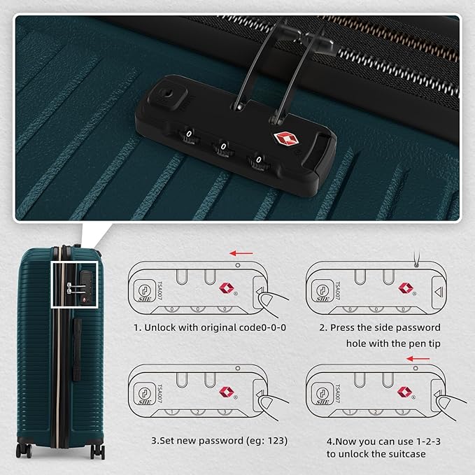 LEAVES KING LARVENDER Luggage Sets 5 Piece, Expandable PP Suitcase - Image 6
