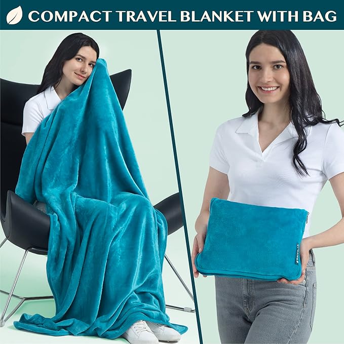PAVILIA Travel Blanket Pillow, Soft Airplane Blanket 2-IN-1 Combo Set, Plane - Image 2