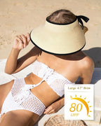 Camptrace Sun Visors for Women Wide Brim Beach Hat Foldable Straw Visor Hat - Image 7