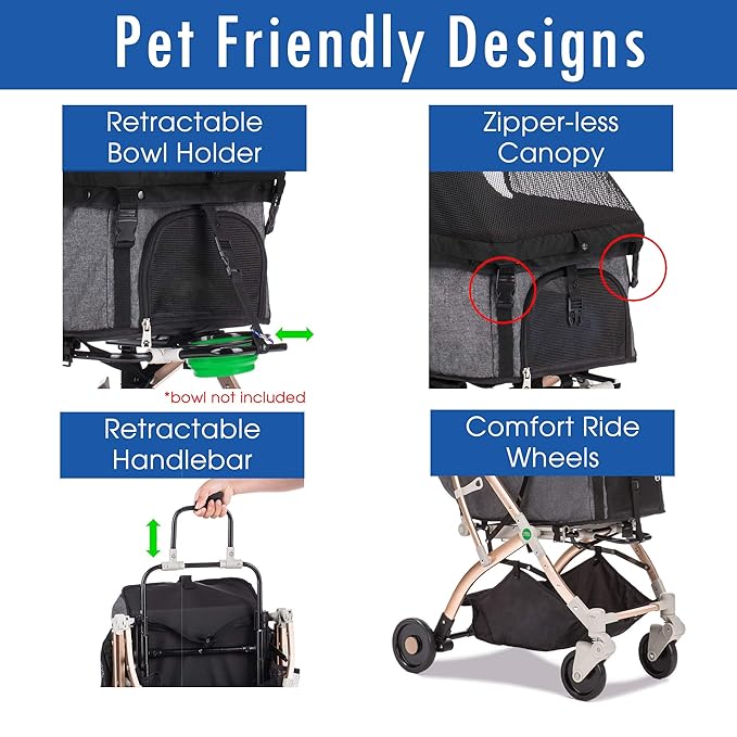 Lite Premium Light-Weight Dog/Cat/Pet Stroller Travel Carriage - Image 4