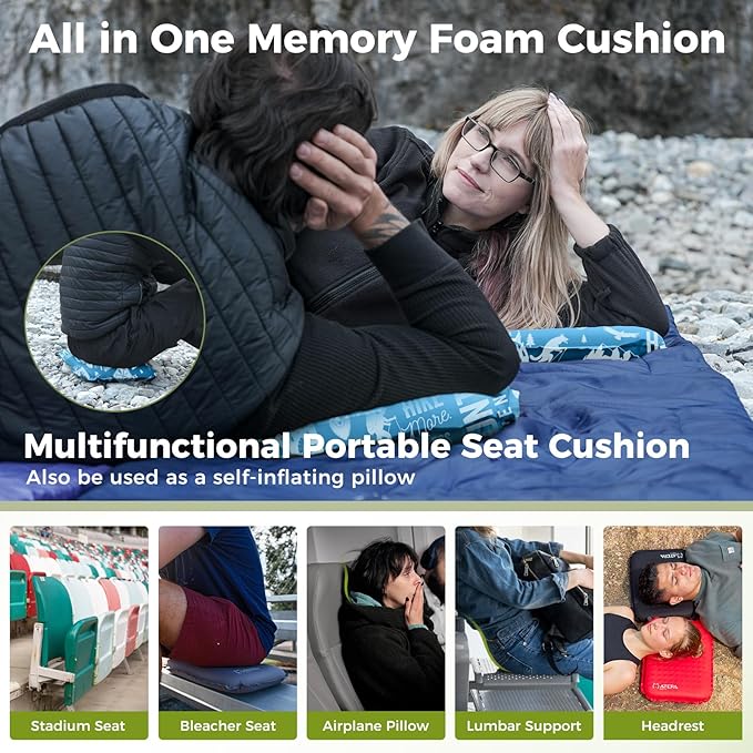 ATEPA Inflatable Stadium Seat Cushion, Self-Inflating Memory Foam Stadium Seats - Image 5