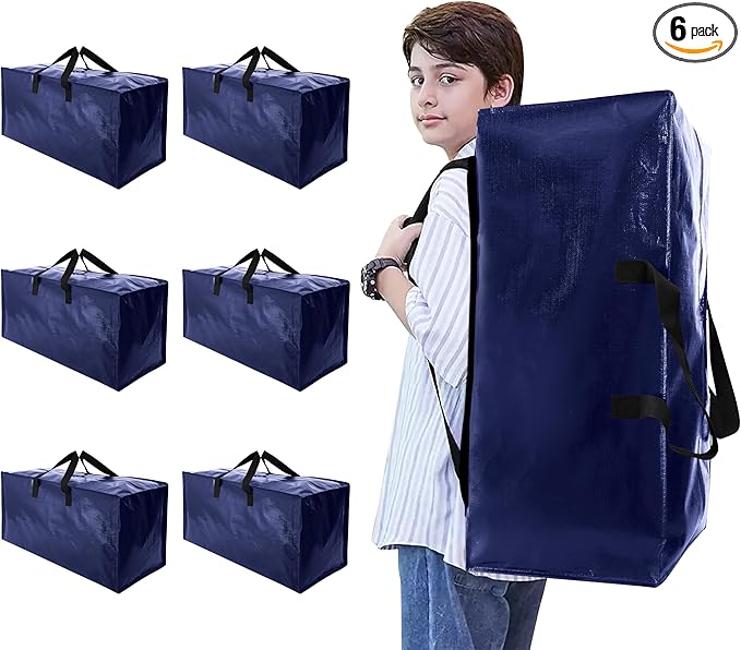 Heavy Duty Moving Bags with Backpack Straps and Strong Handles, Alternative to by NATURELUX