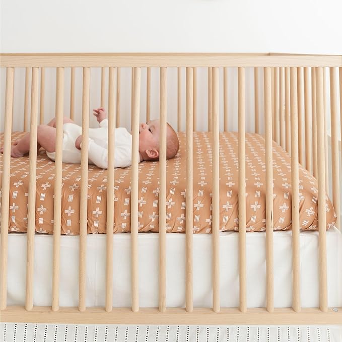 Crane Baby Crib Sheet, Copper Dash Neutral Crib Sheets & Toddler Sheets - Image 4