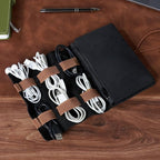 HARDISTON Genuine Leather Electronic Cable Organizer Bag Handmade Travel Cord - Image 4