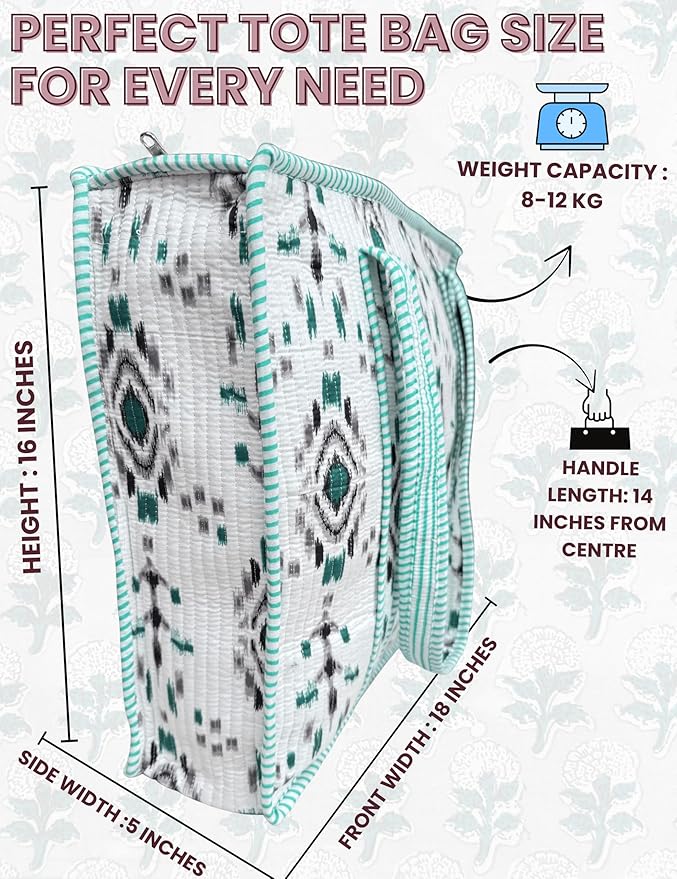 Cotton Quilted Tote Bag for Women – Large Beach & Travel Tote - Image 5